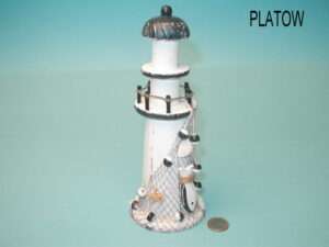 Leuchtturm aus Holz 20cm b/w Netz