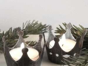 Teelichth Krone Metall 6 cm