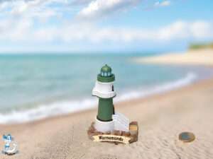 Leuchtturm Warnemünde grün Poly 11cm