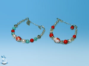 Armband Perlen grün+rot 2-fach