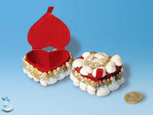 Muschelkasten 6x6x4cm Herz rot