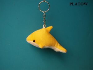 Plüsch Schl anh Delphin gelb 9cm