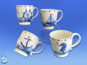 Becher Porzellan 4 Motive 450ml 10cm