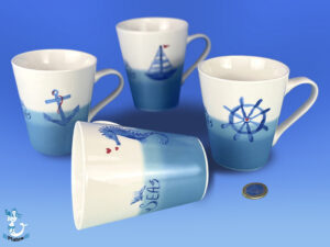 Becher Porzellan 4 Motive 320ml 10cm