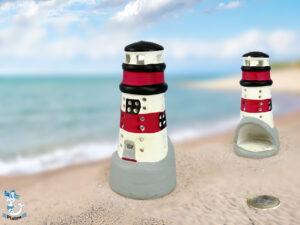 Leuchtturm rot/weißaus Keramik 12cm