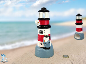 Leuchtturm Kapitän/Möwe r/w Keramik 20 cm