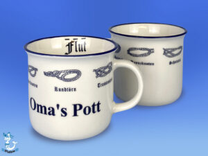 Knotenbecher rund 8,5cm "Oma's Pott"