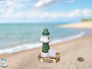 Leuchtturm Warnemünde grün Poly 11cm