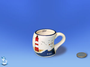 Becher „Leuchtturm Föhr“, 5 cm, gebogen