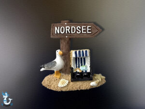 "Nordsee" Magnet Möwe mit Pfeil