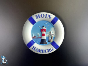 Magnet Rettungsring „Moin Hamburg Leuchtturm“, blau