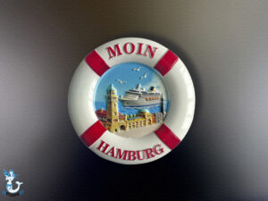 Magnet Rettungsring „Moin Hamburg Landungsbrücken“, rot