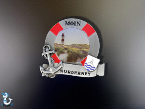 Metallmagnet Rettungsring mit Wappen „Moin Norderney“, 7,5 cm