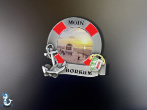 "Borkum" Rettungsring Metallmagnet 7,5cm