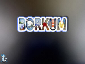 "Borkum" Schriftmagnet MDF bunt