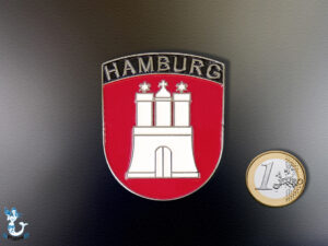 "Hamburg" Wappen rot Metallmagnet 4,5x3,5cm