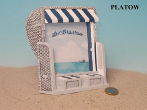 Strandkorbweiß/blau Bilderr Poly 14cm