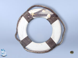 Holz Rettungsring 30cm blau/weiß