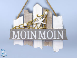 Holz Schild Moin Moin 17cm grau