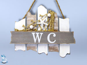 Holz Schild WC 17cm grau